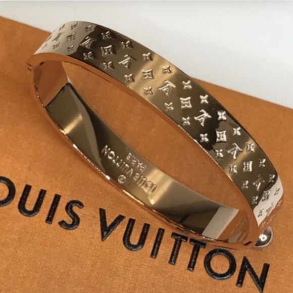 Louis Vuitton gold cuff monogram bangle bracelet - Picture 2 of 8